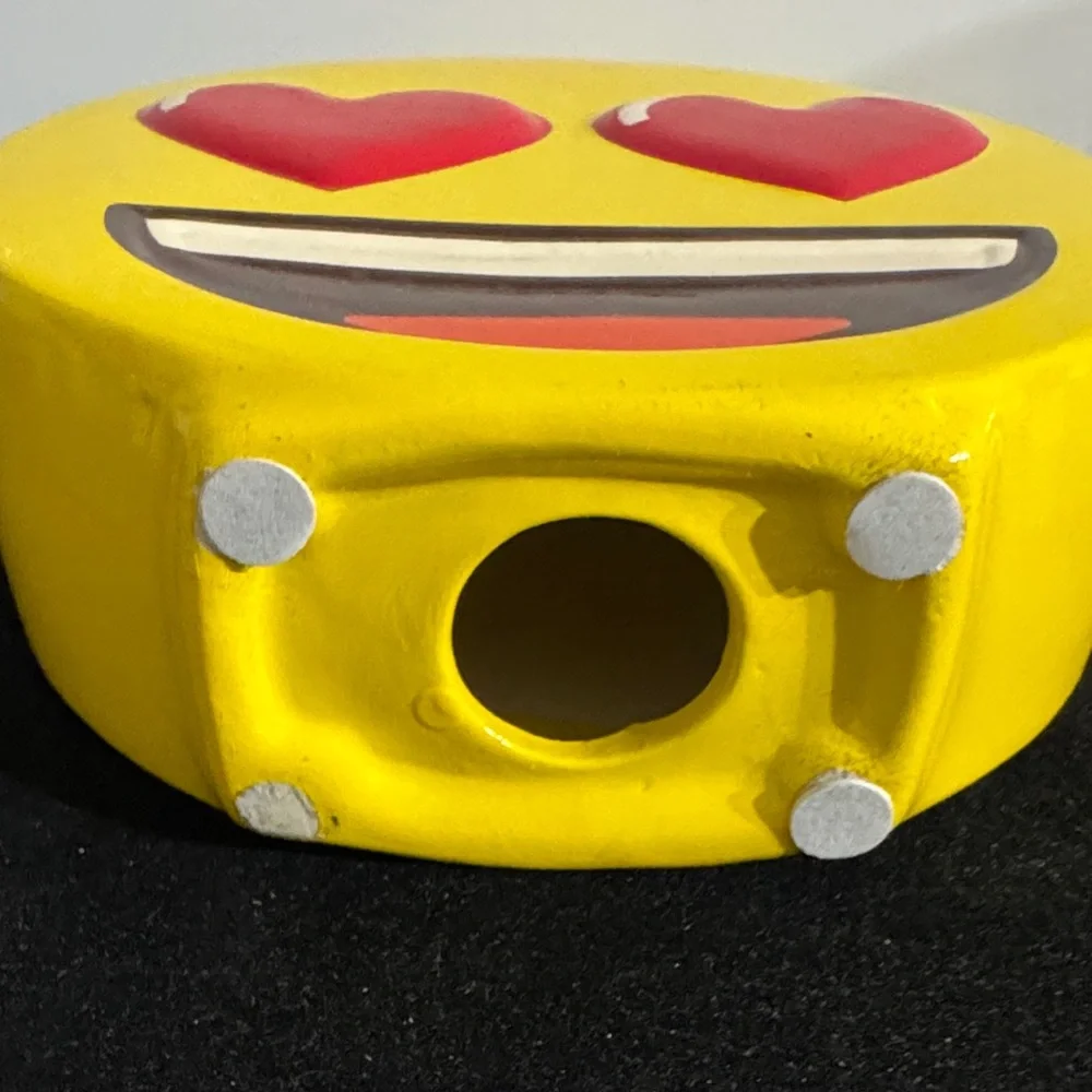 Emoji Heart Eyes Smiley Face Yellow Red Ceramic Coin Money Piggy Bank Saving